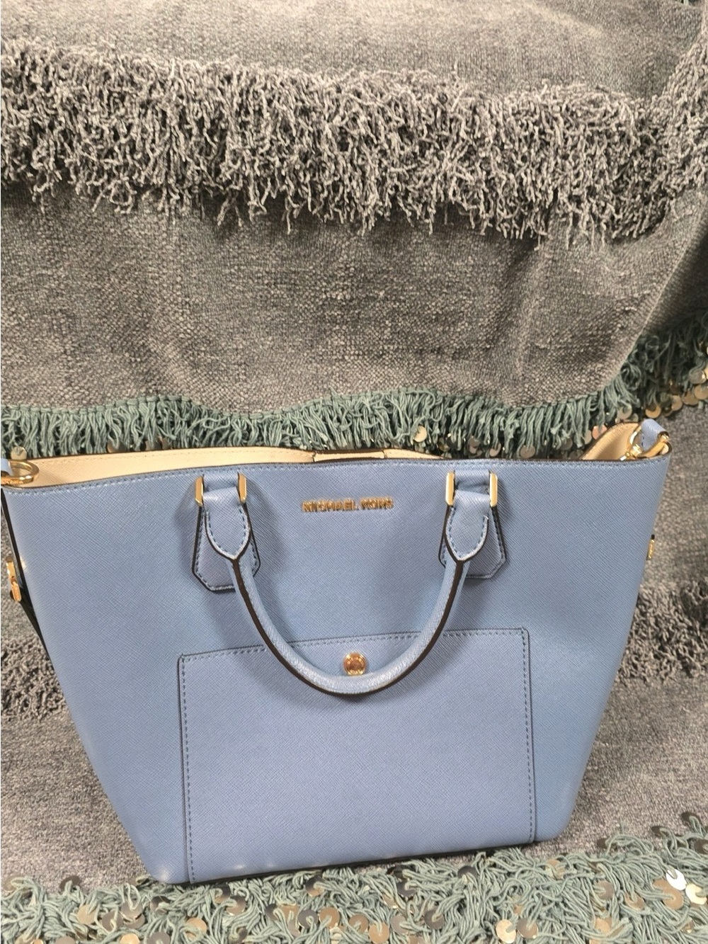 Michael Kors Powder Blue Saffiano Leather Tote